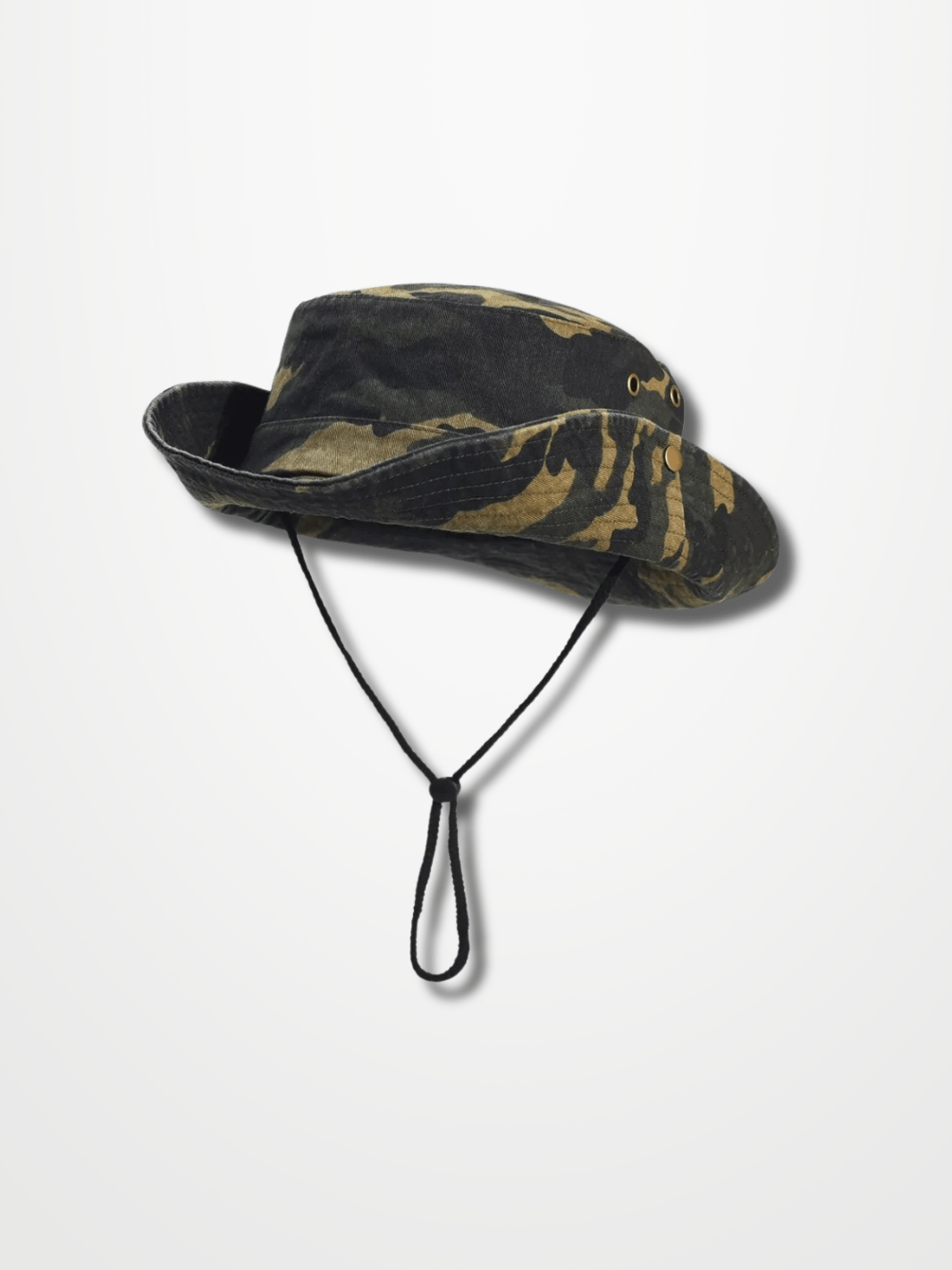 Chapeau Camouflage | Bob pour Femme Gris Taupe Foncé/Marron Cuir / 58 cm