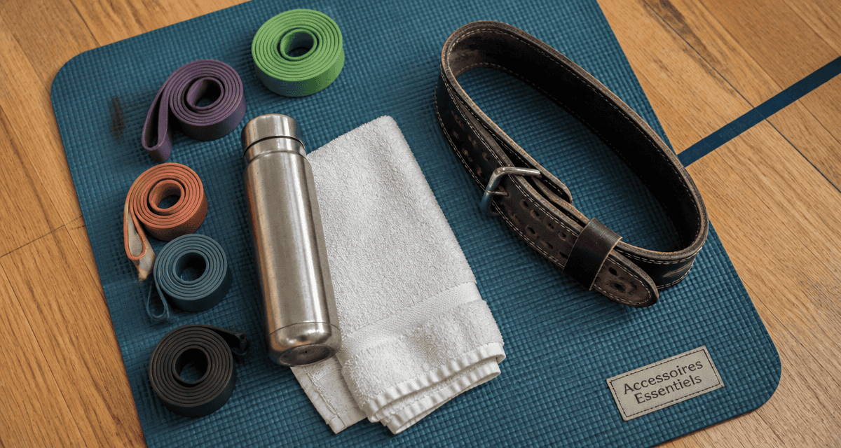 accessoire pour sport sur tapis bleu parquet