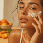Bronzer au visage femme crème solaire lumière naturelle
