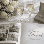 cadeau 25 ans de mariage avec alliances et champagne