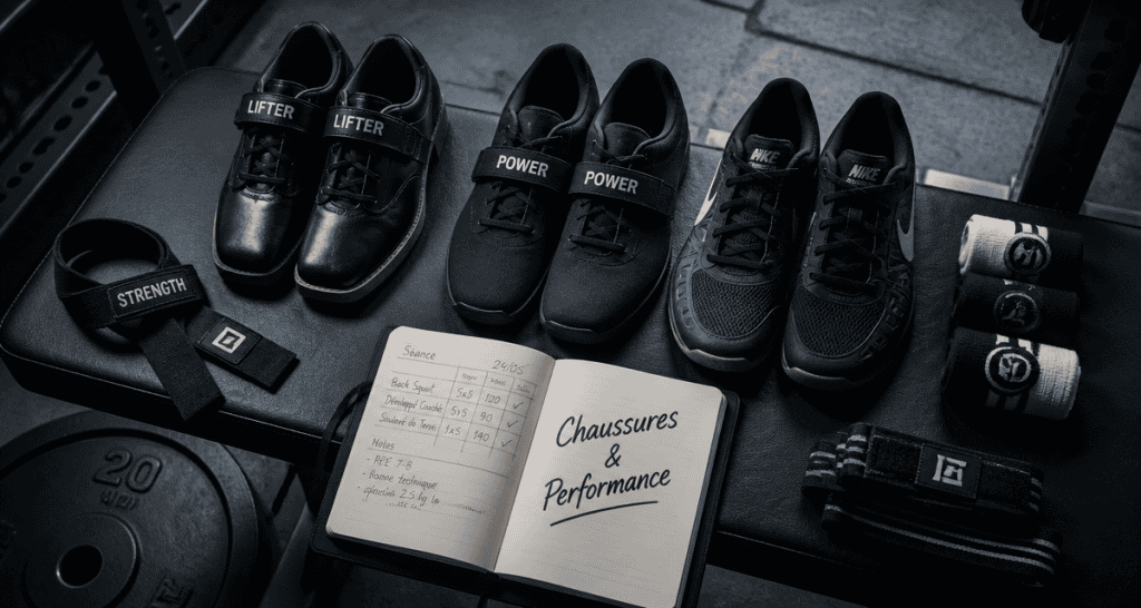 chaussure musculation haltérophilie powerlifting cross-training sur banc