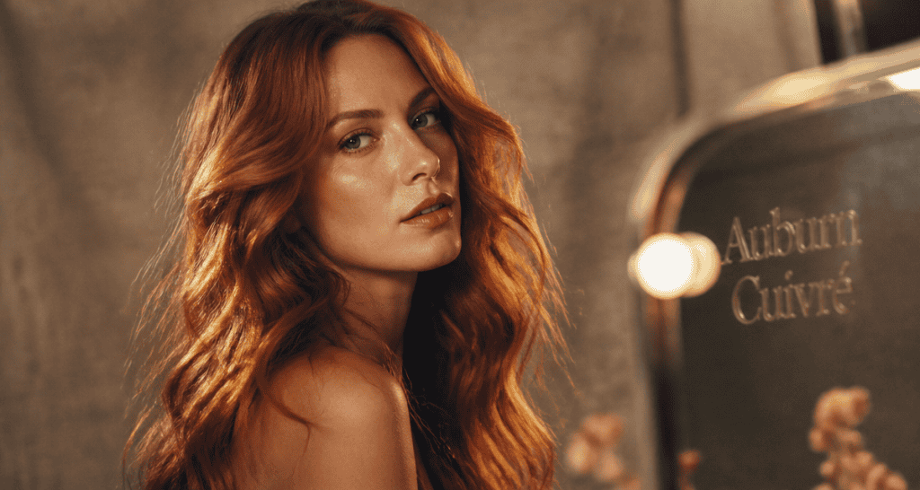 cheveux auburn cuivré femme portrait mode