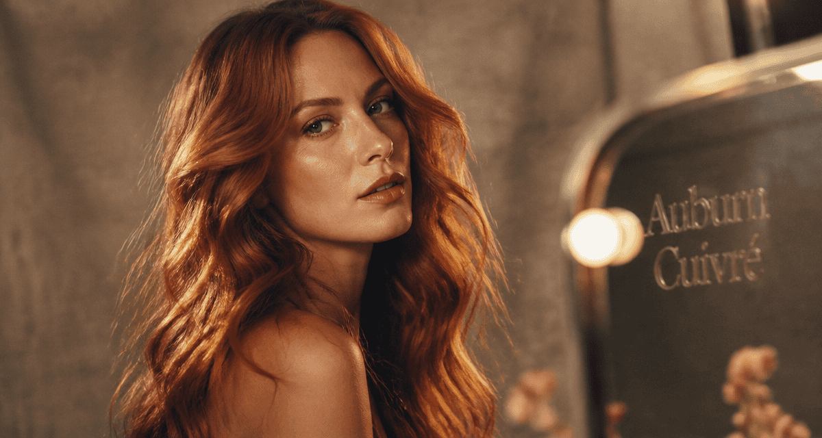 cheveux auburn cuivré femme portrait mode