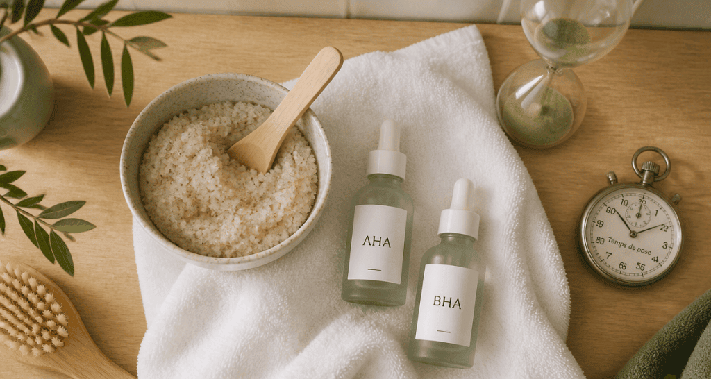combien de temps laisser un gommage sur le visage sablier exfoliant