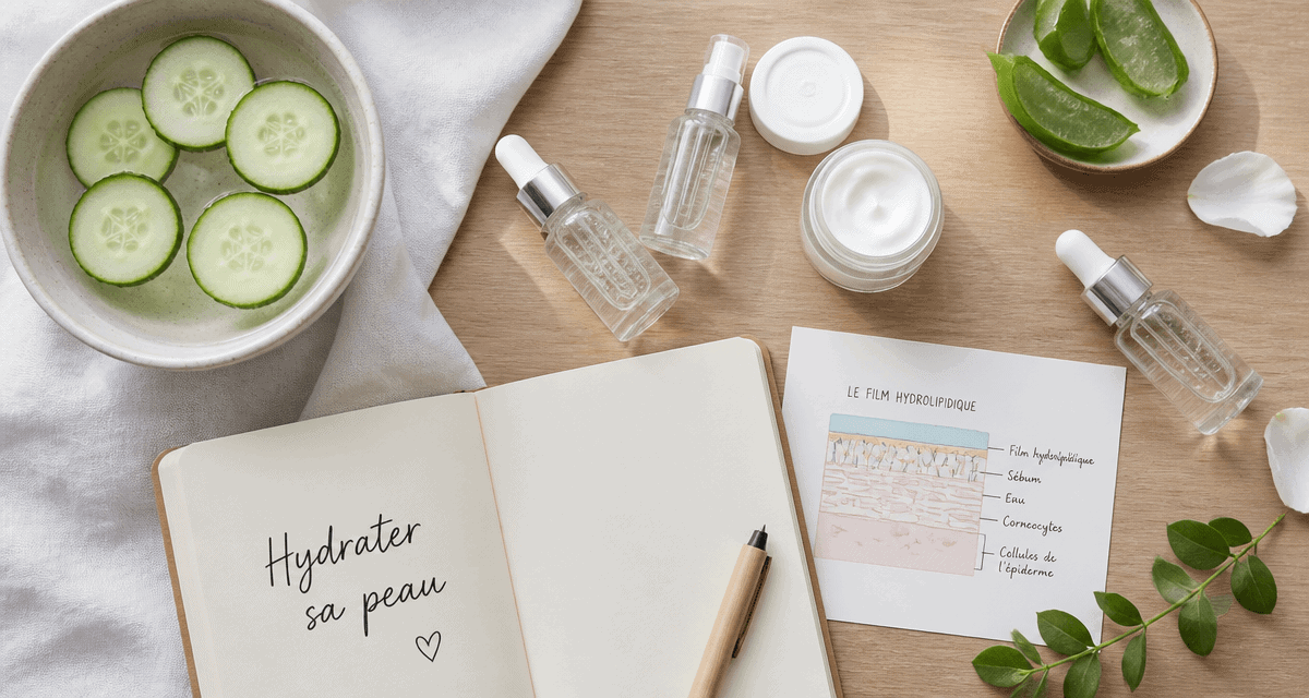 comment hydrater sa peau vue flat-lay soins hydratants