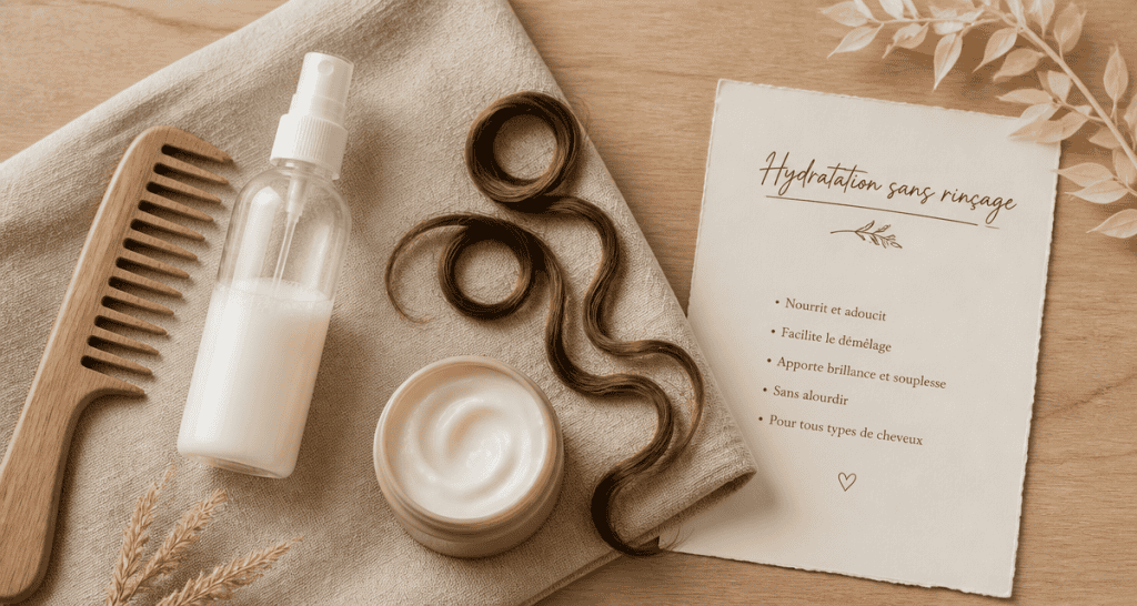 comment hydrater ses cheveux sans rinçage avec spray et crème