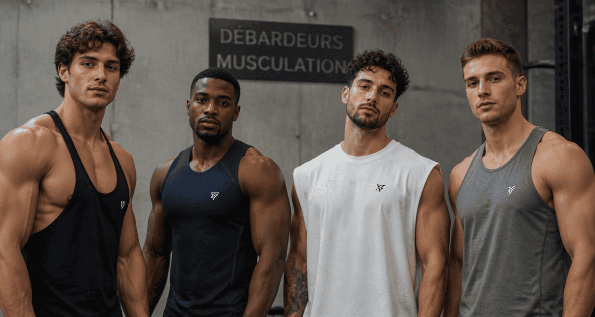 Débardeur musculation pour homme quatre styles sur athlètes