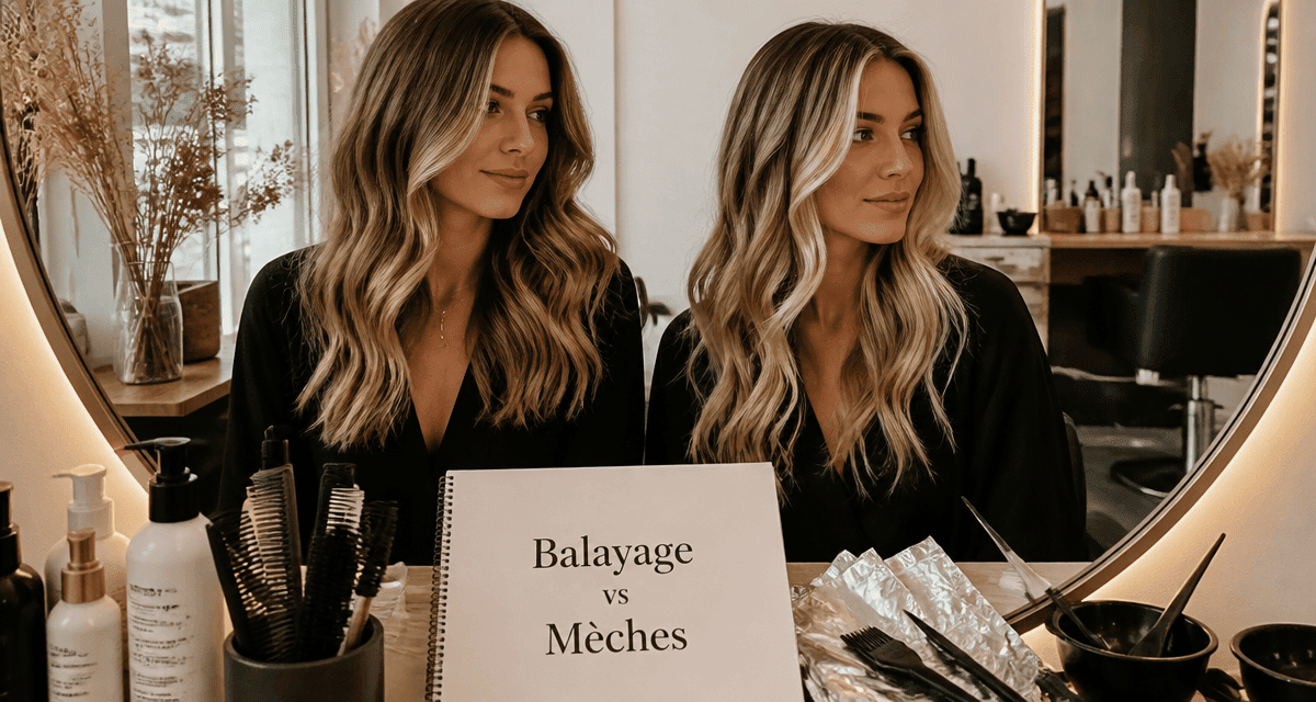 différence balayage et mèches sur deux modèles