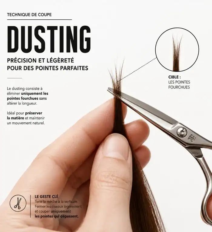 Technique de dusting pour couper les fourches des cheveux sans perdre de longueur