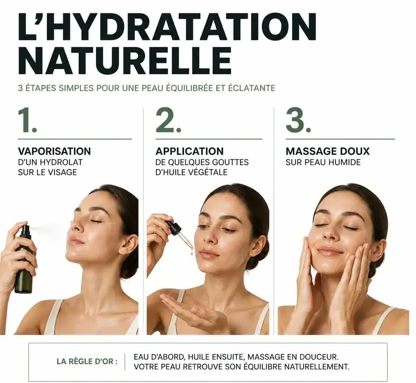 Routine d'hydratation naturelle du visage sans crème hydratante