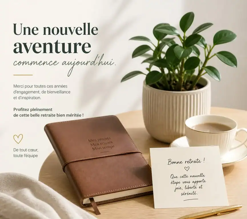 Idées de cadeaux pour une retraite de femme, incluant des objets personnalisés et élégants.