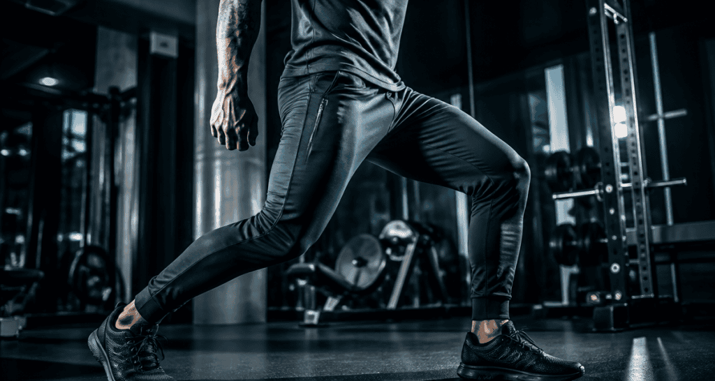 Athlète en jogging musculation technique