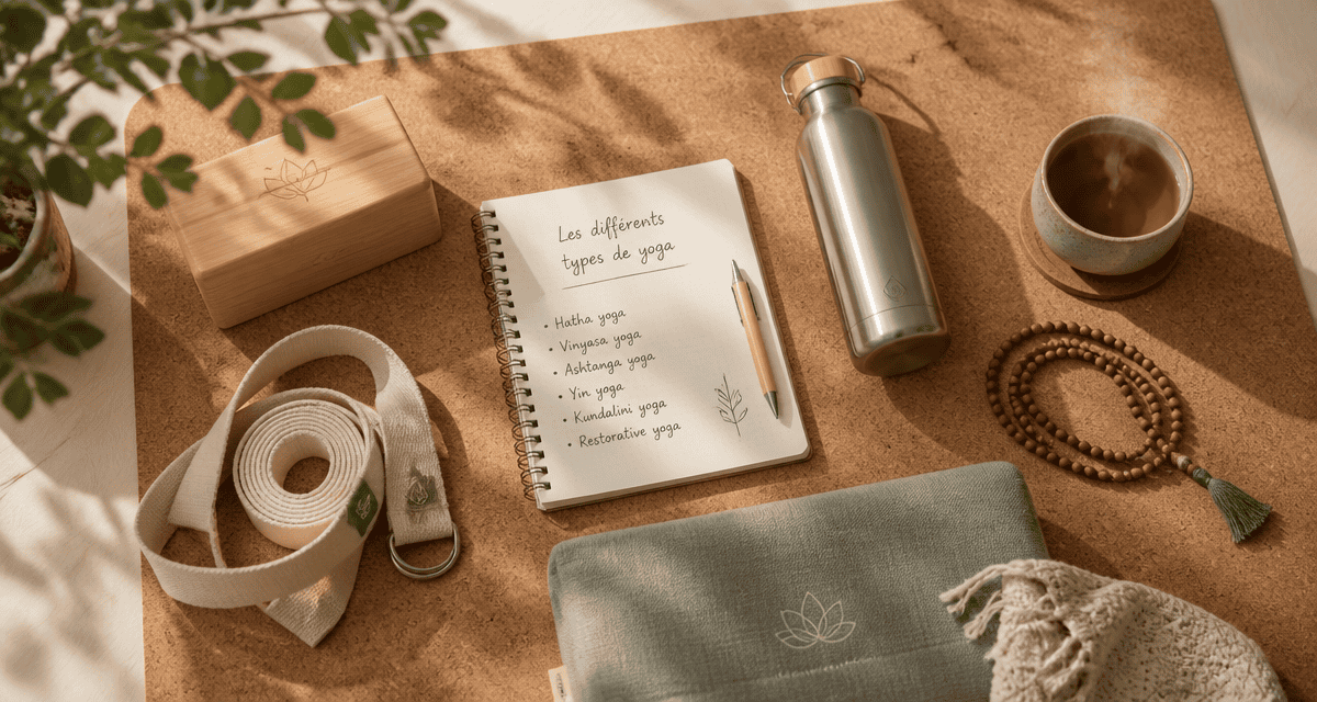 les differents types de yoga flat-lay tapis accessoires
