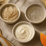 Meilleur gommage visage, bols exfoliants naturels sur serviette en lin