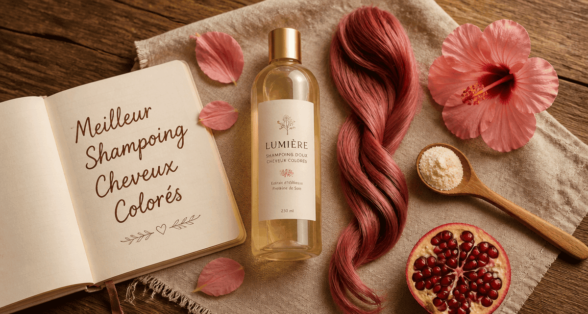 meilleur shampoing cheveux colorés flacon mèche hibiscus