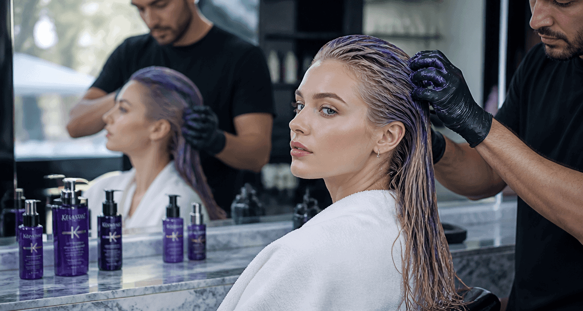 meilleur shampoing violet femme blonde salon