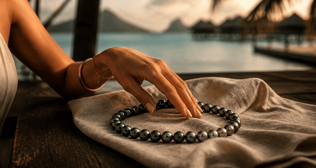 perle de tahiti signification collier sur table