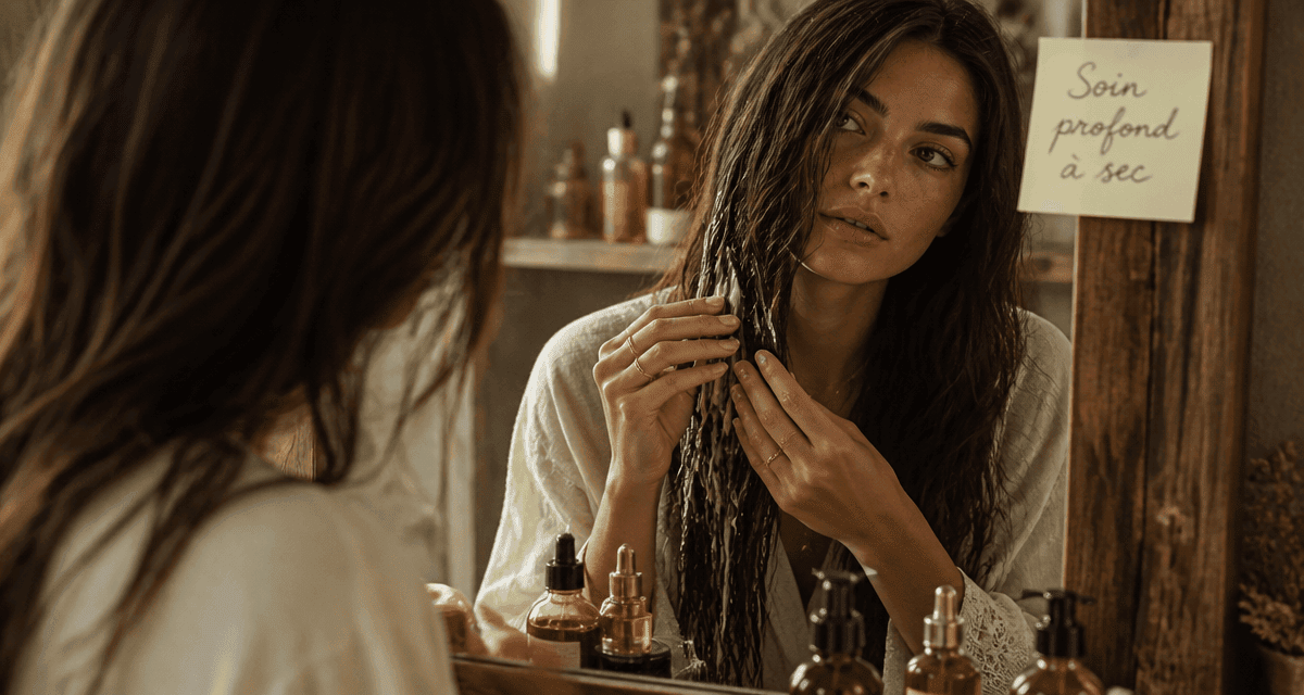 peut on appliquer un masque sur cheveux secs femme miroir