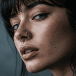 portrait femme avec piercing nez original