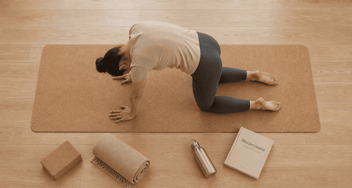 Posture du chat en yoga sur tapis