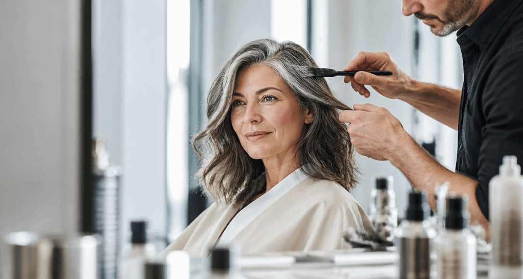 quel balayage sur cheveux blancs femme salon