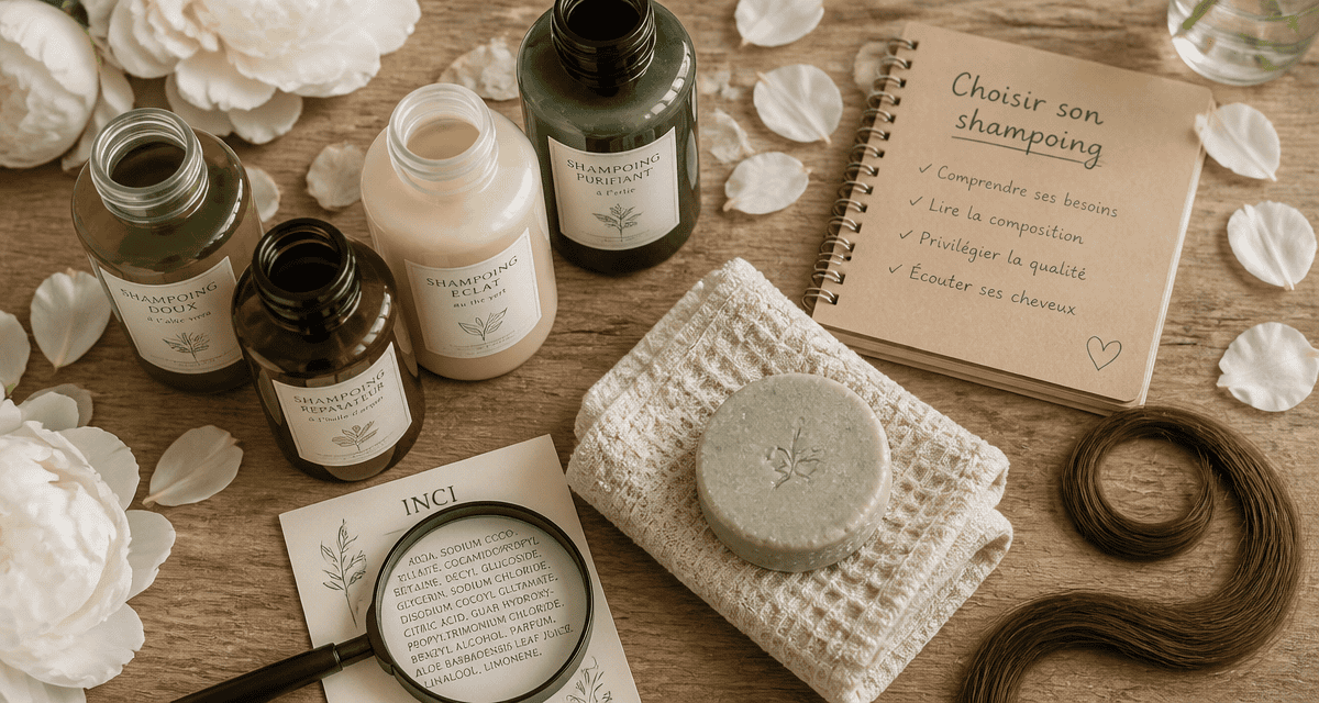 quel shampoing choisir flat lay shampoing INCI
