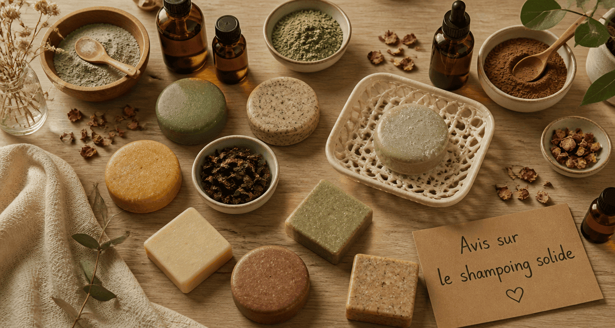 shampoing solide avis galets naturels sur bois