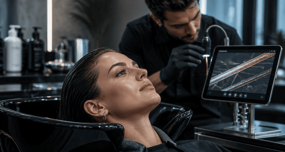 soin cheveux coiffeur analyse micro-camera