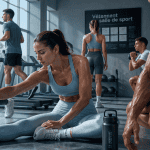 vetement pour salle de sport groupe mixte en action