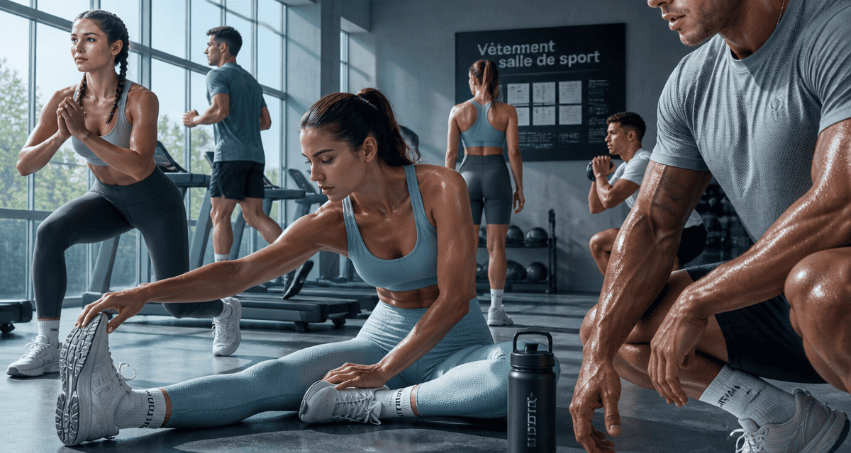 vetement pour salle de sport groupe mixte en action