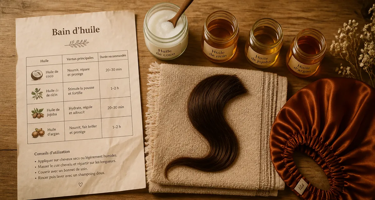 Bain d’huile cheveux : combien de temps ? 20 min ou toute la nuit