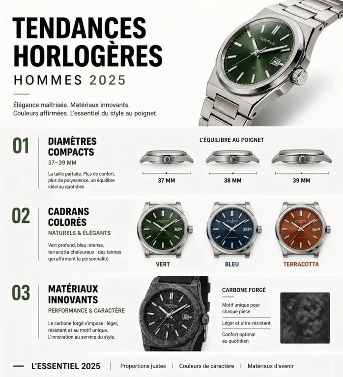 Tendances montres homme 2025 : guide des styles, couleurs et matériaux