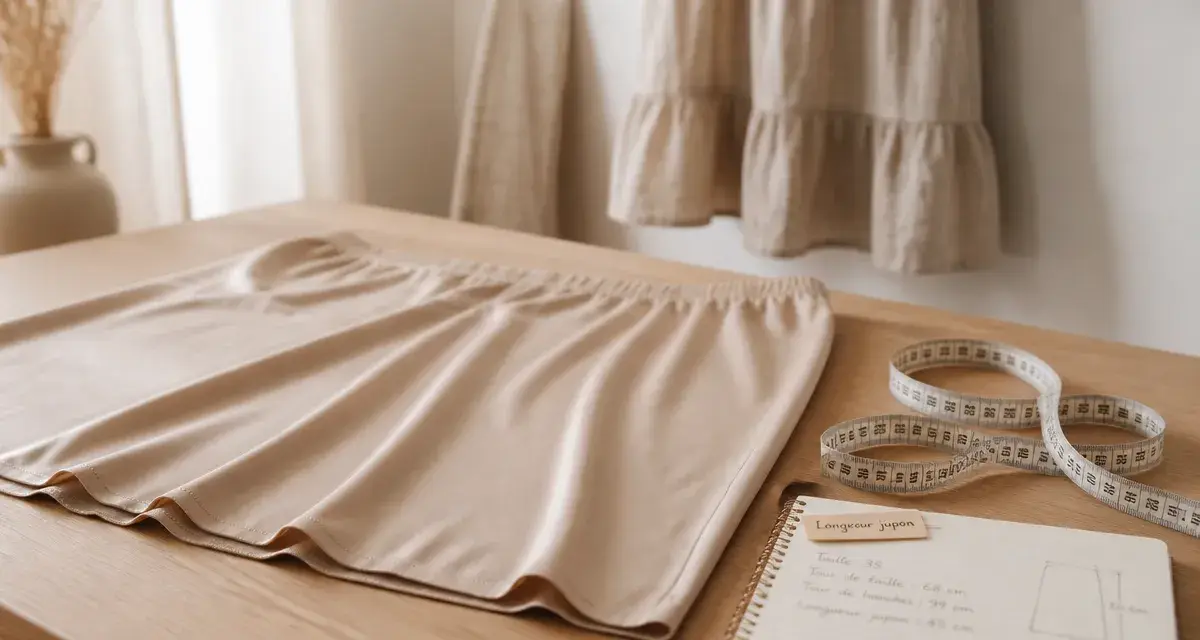 Jupon sous robe courte en microfibre beige nude, sans transparence
