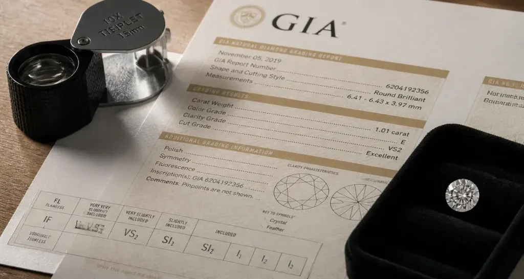 Pureté diamant : loupe et certificat, comparaison FL/VS/SI