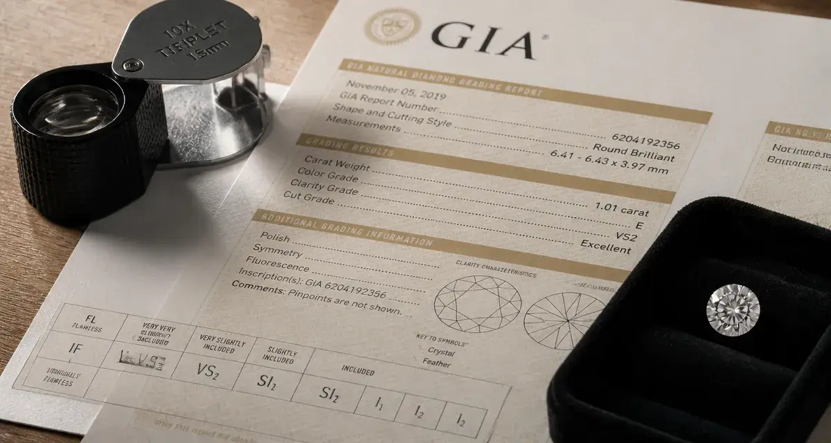 Pureté diamant : loupe et certificat, comparaison FL/VS/SI