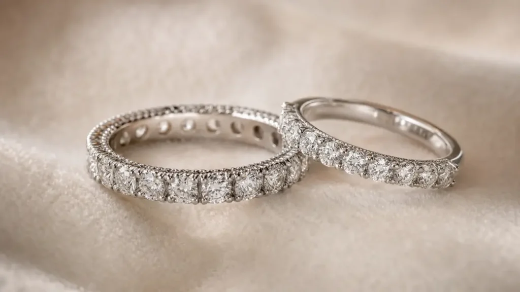 Alliance femme diamant : tour complet, demi-tour et métaux à comparer avant achat