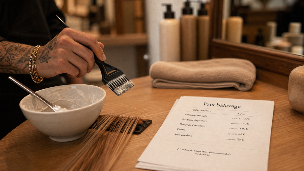 Balayage prix en salon : crème éclaircissante et mèches sur peigne