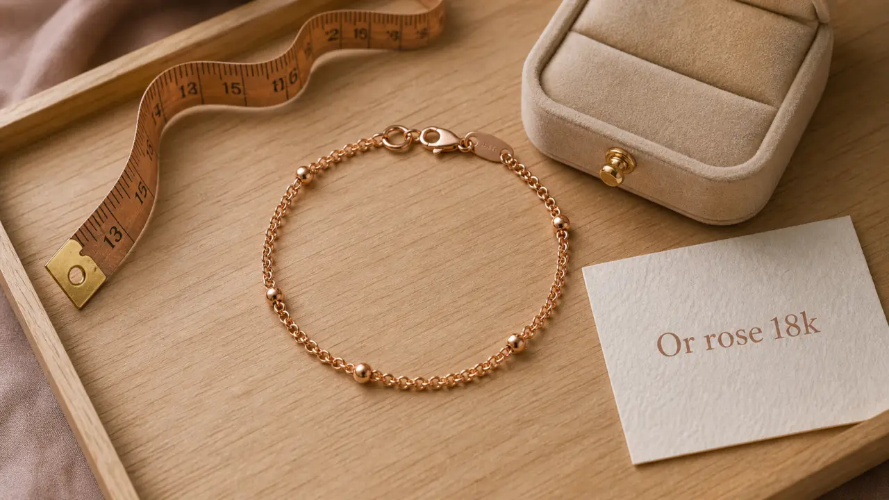 Bracelet rose or sur fond bois, or rose 18 carats