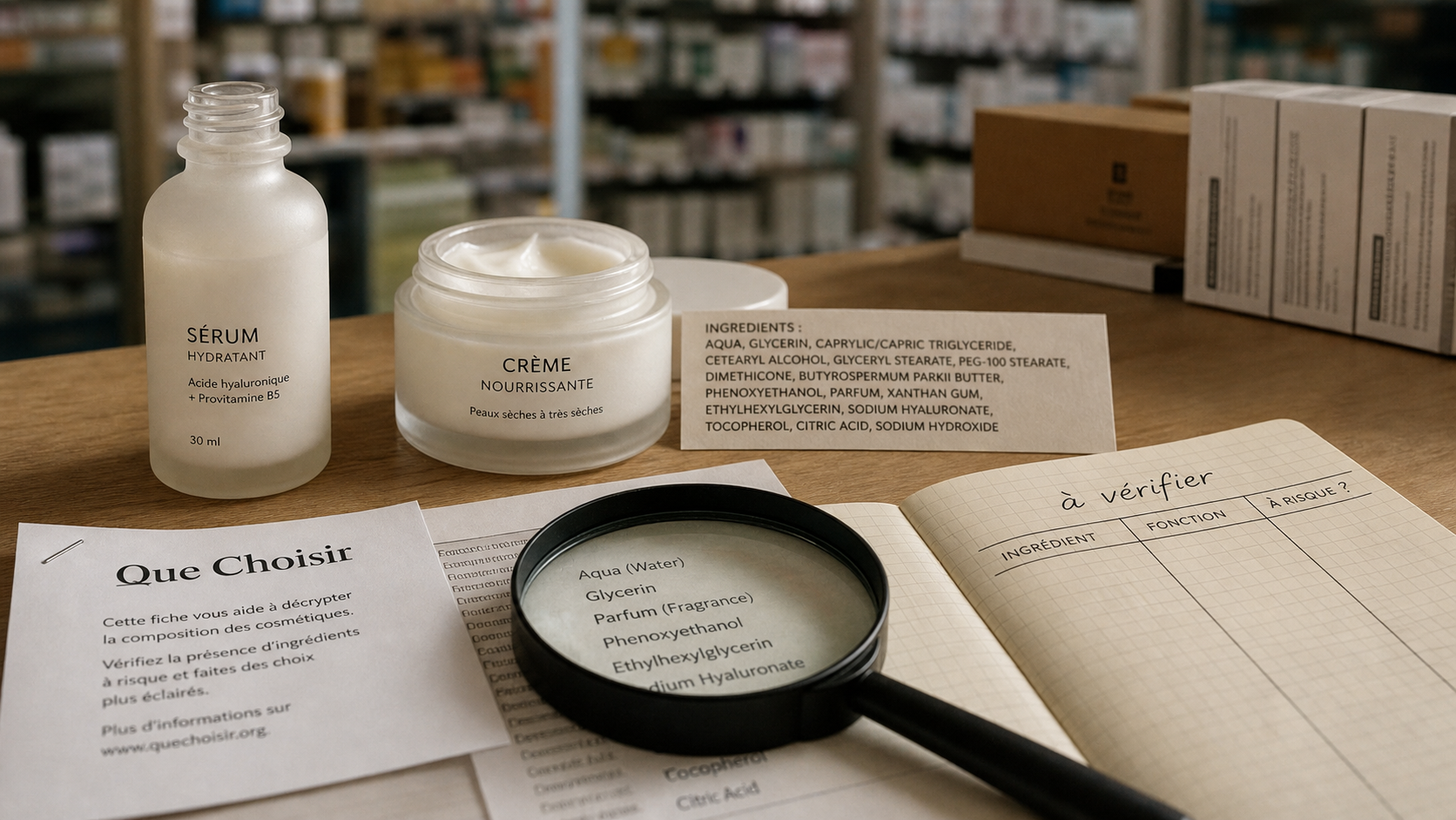 Caudalie avis que choisir : loupe sur liste d’ingrédients