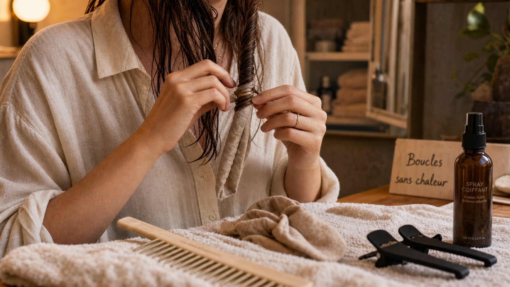 Comment boucler ses cheveux rapidement avec headband sur cheveux humides sans chaleur