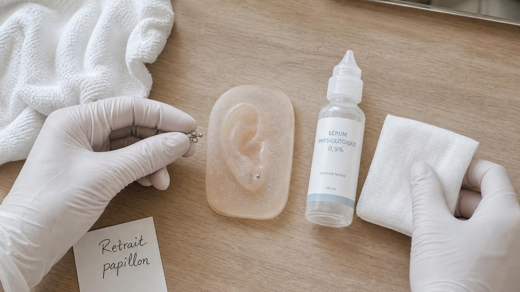 Comment enlever boucle d'oreille de percage : fermoir papillon, soins et sérum physiologique