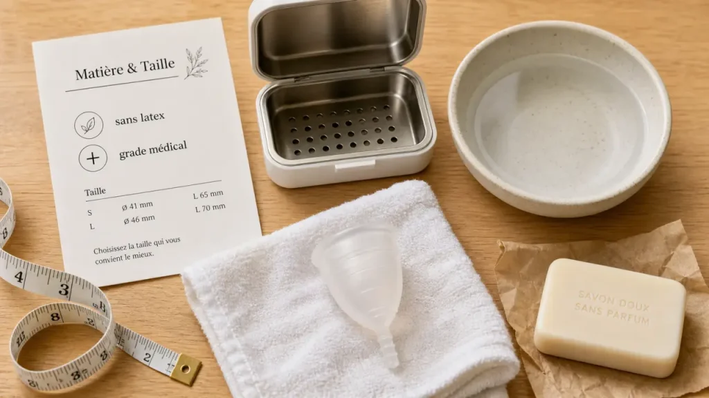 Coupe menstruelle bio en silicone médical, taille juste, sans fuites