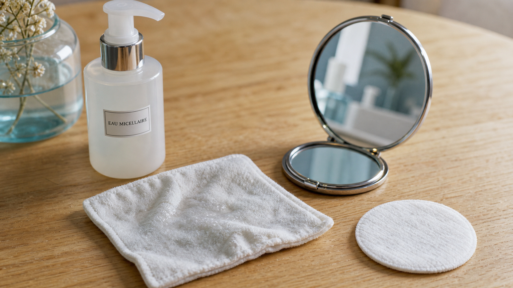 Eau micellaire c’est quoi : coton avec micelles et rinçage