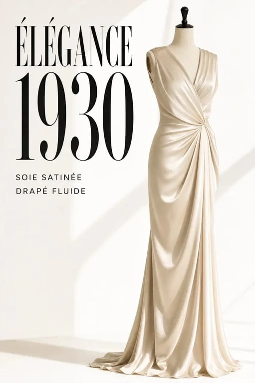 Robe des années 30 élégante en soie fluide pour une soirée rétro