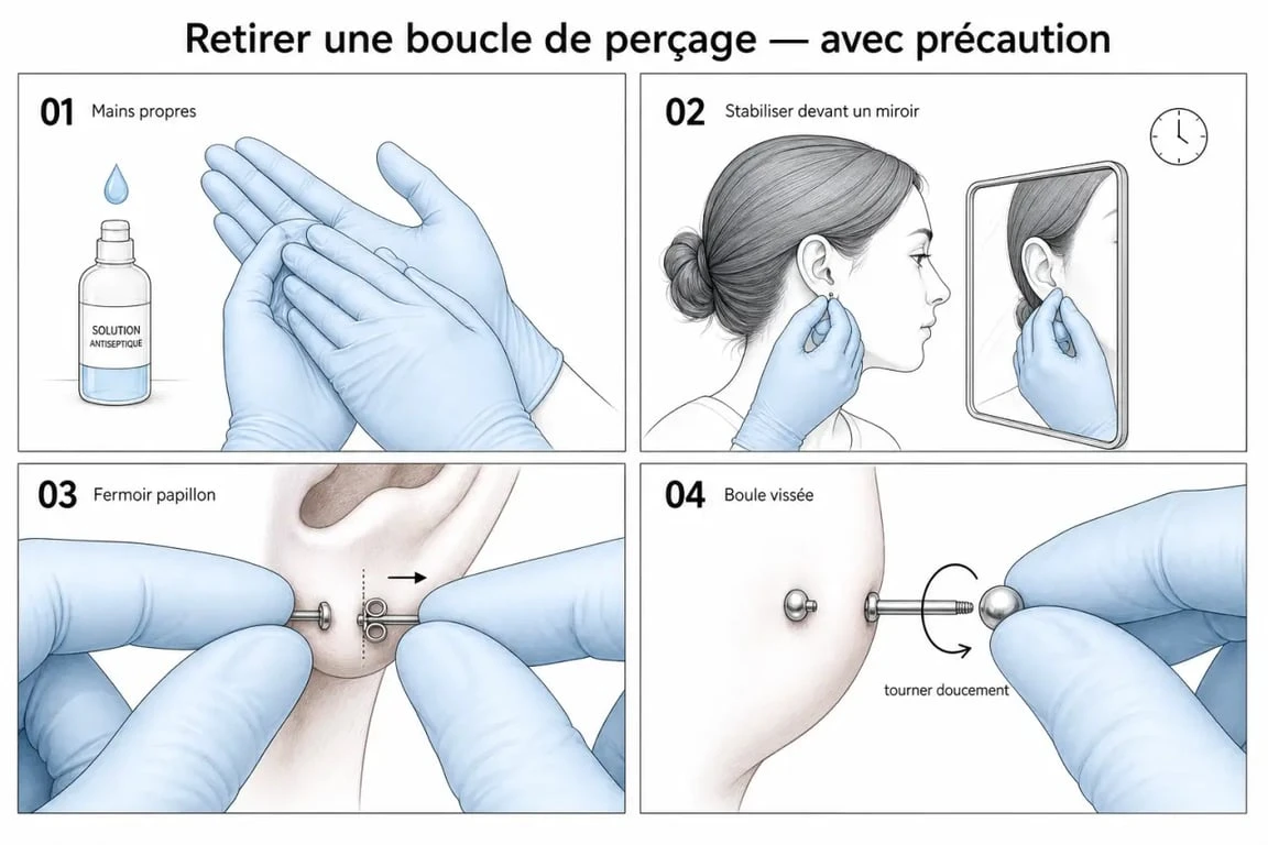 Comment enlever boucle d’oreille de percage en 4 étapes pour un retrait sûr et propre