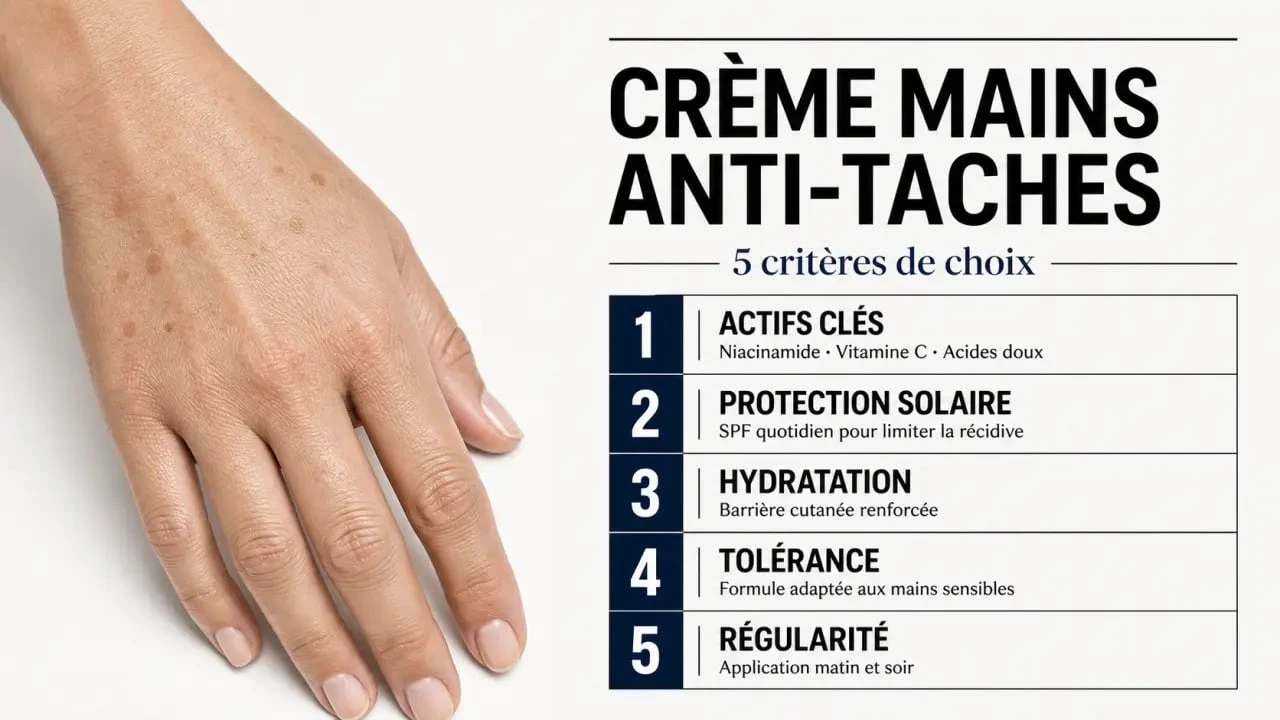 Meilleure crème mains anti-taches : main avec taches brunes et critères de choix essentiels