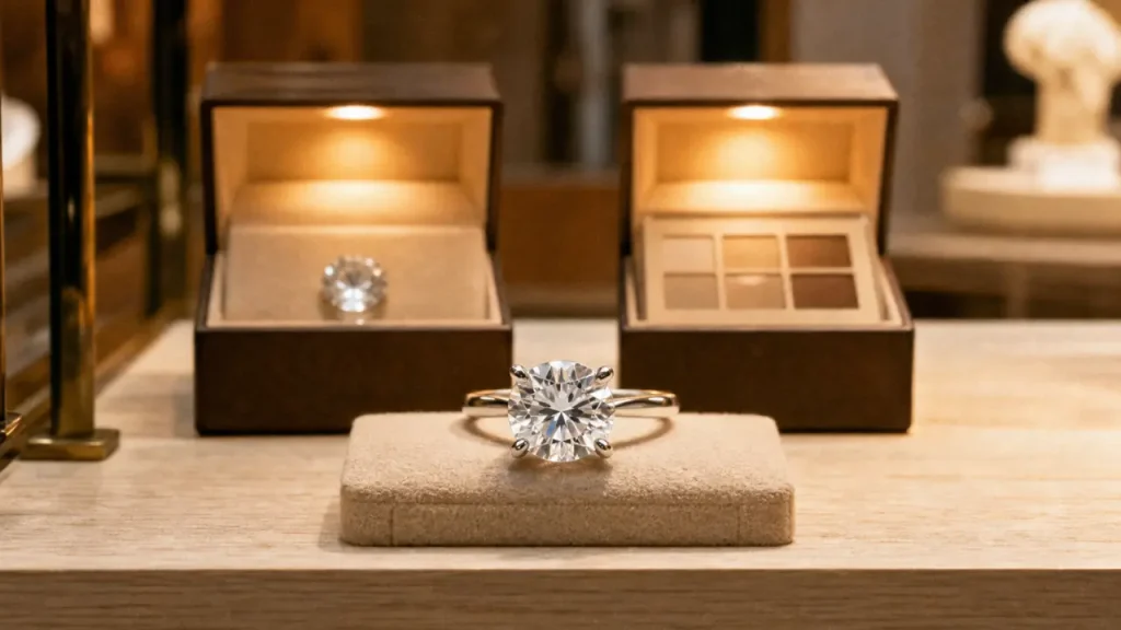 Bague solitaire en zircone cubique brillante, gros plan sur la pierre