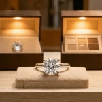 Bague solitaire en zircone cubique brillante, gros plan sur la pierre