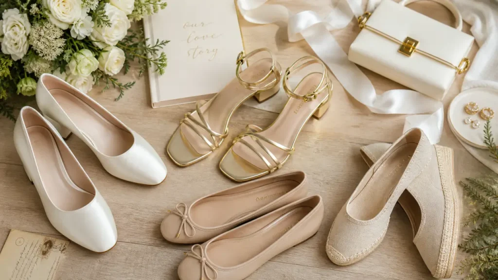 Chaussures de mariage : talon de 3 à 6 cm, brides réglables et alternatives au talon haut