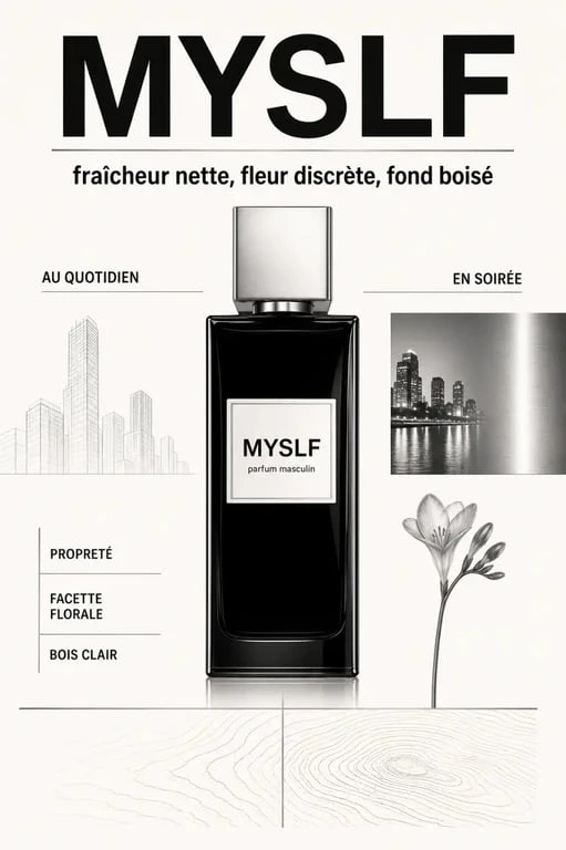 Parfum myself yves saint laurent MYSLF de Yves Saint Laurent, visuel éditorial sur ses notes fraîches, florales et boisées
